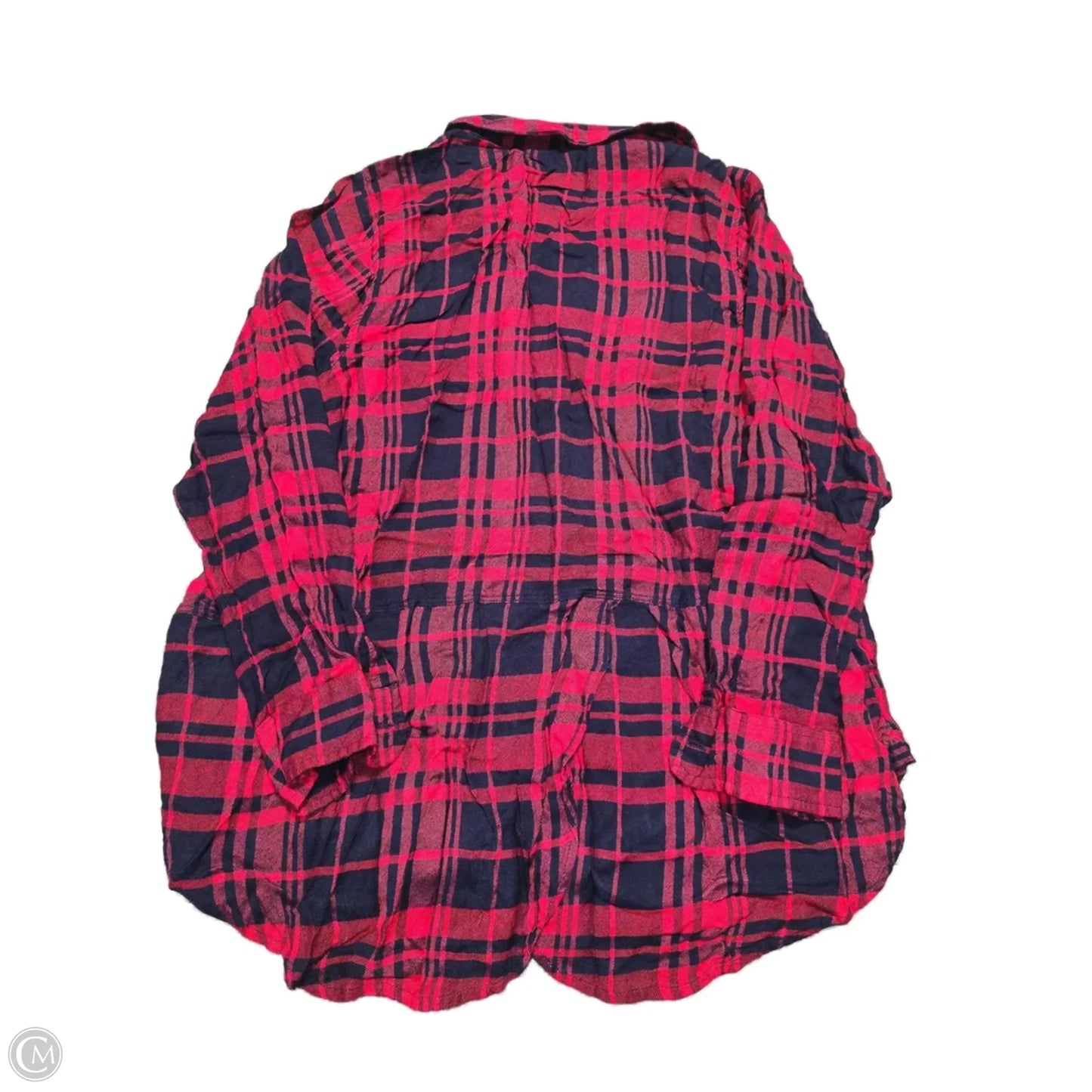 Blouse Long Sleeve By Lucky Brand In Plaid Pattern, Size: Xxl