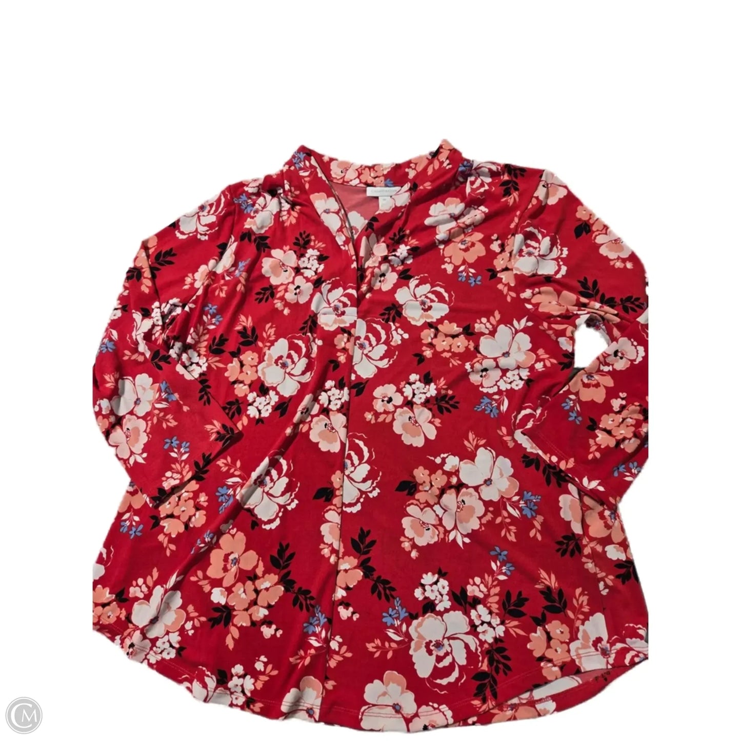 Blouse 3/4 Sleeve By Charter Club In Red, Size: Xxl