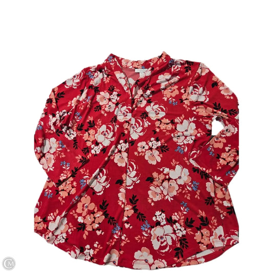Blouse 3/4 Sleeve By Charter Club In Red, Size: Xxl