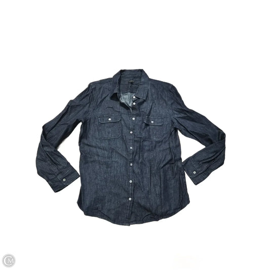Blouse Long Sleeve By Talbots In Blue Denim