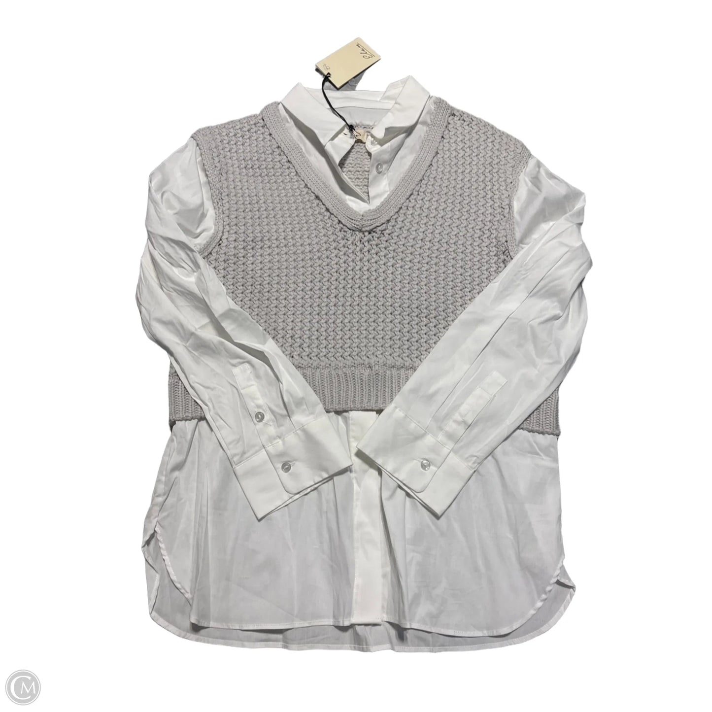 Vest Sweater By Elan In Grey, Size: M