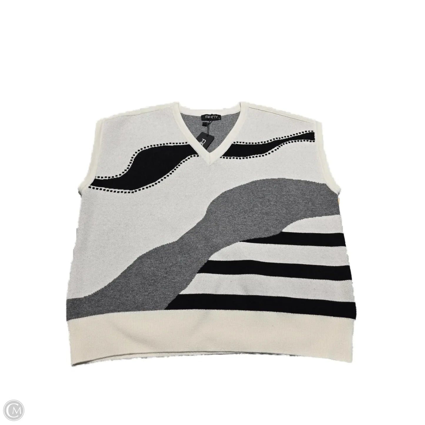 Vest Sweater By Ap Sport In Black & White, Size: L