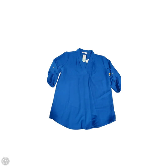 Blouse 3/4 Sleeve By Calvin Klein In Blue, Size: M