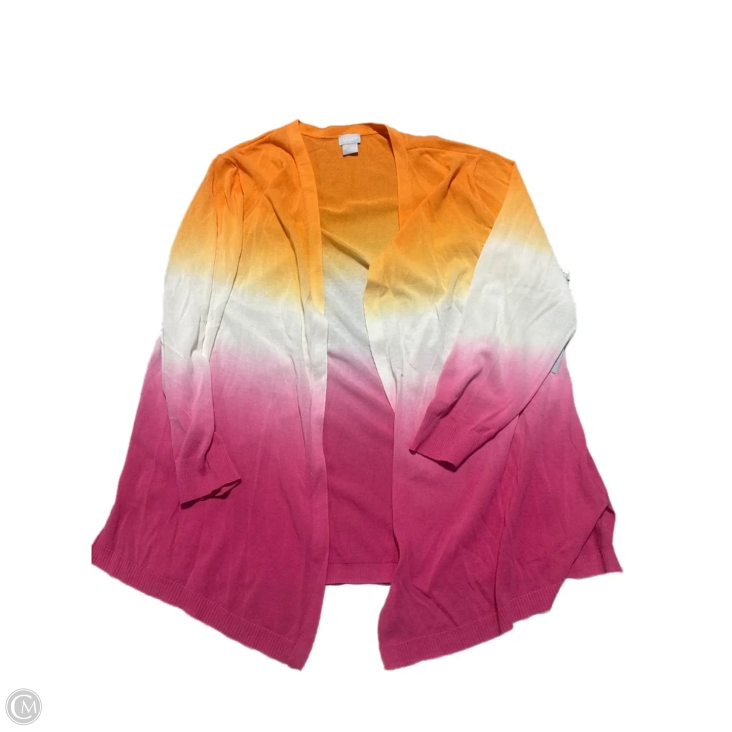 Cardigan By Chicos In Orange & Pink, Size: Xl
