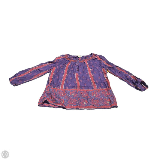 Blouse Long Sleeve By Lucky Brand In Purple, Size: M