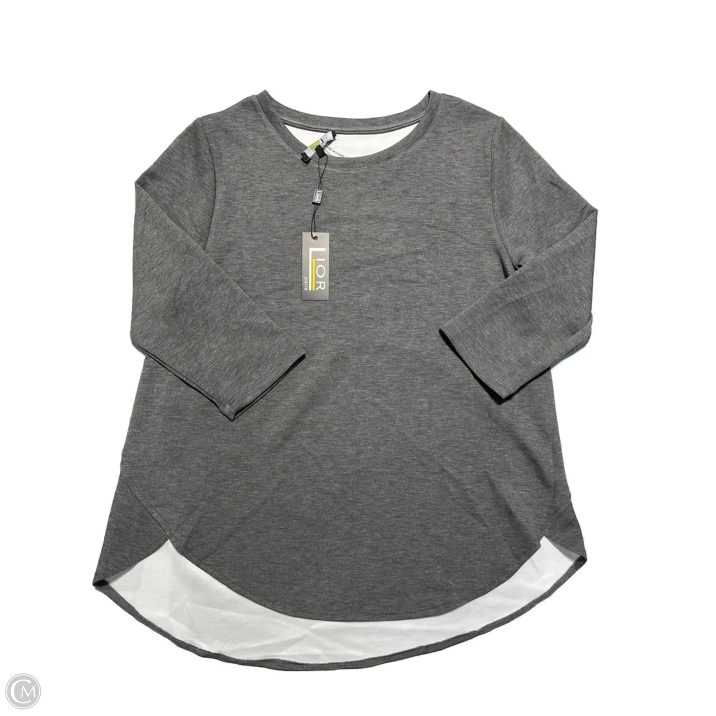 3/4 sleeve top By Lior In Grey, Size: L