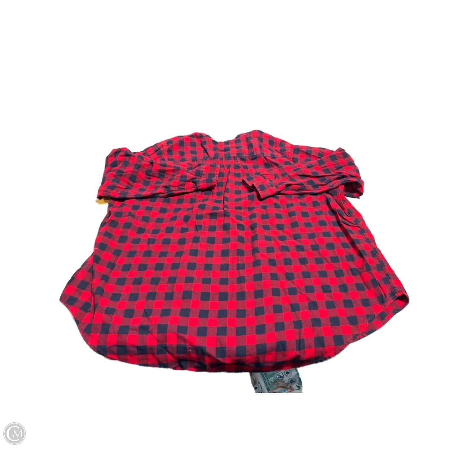Blouse Long Sleeve By Lands End In Blue & Red, Size: 1x