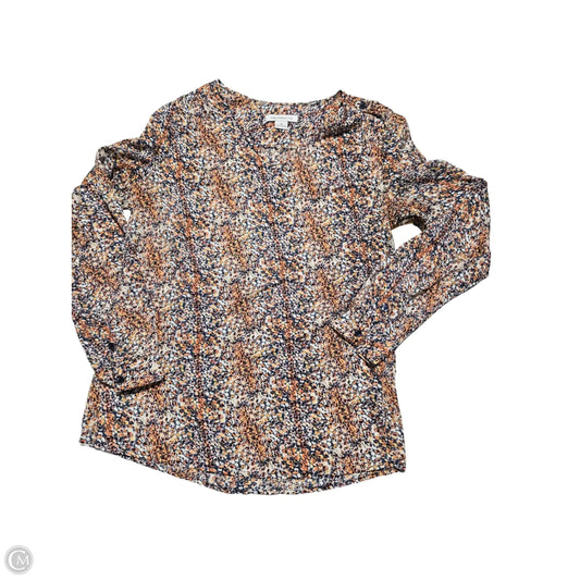 Blouse Long Sleeve By Liz Claiborne In Blue & Orange, Size: M