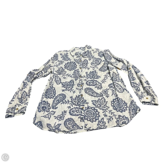 Top Long Sleeve By Charter Club In Blue & White, Size: Xl