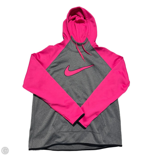 Sweatshirt Hoodie By Nike In Grey & Pink, Size: Xl