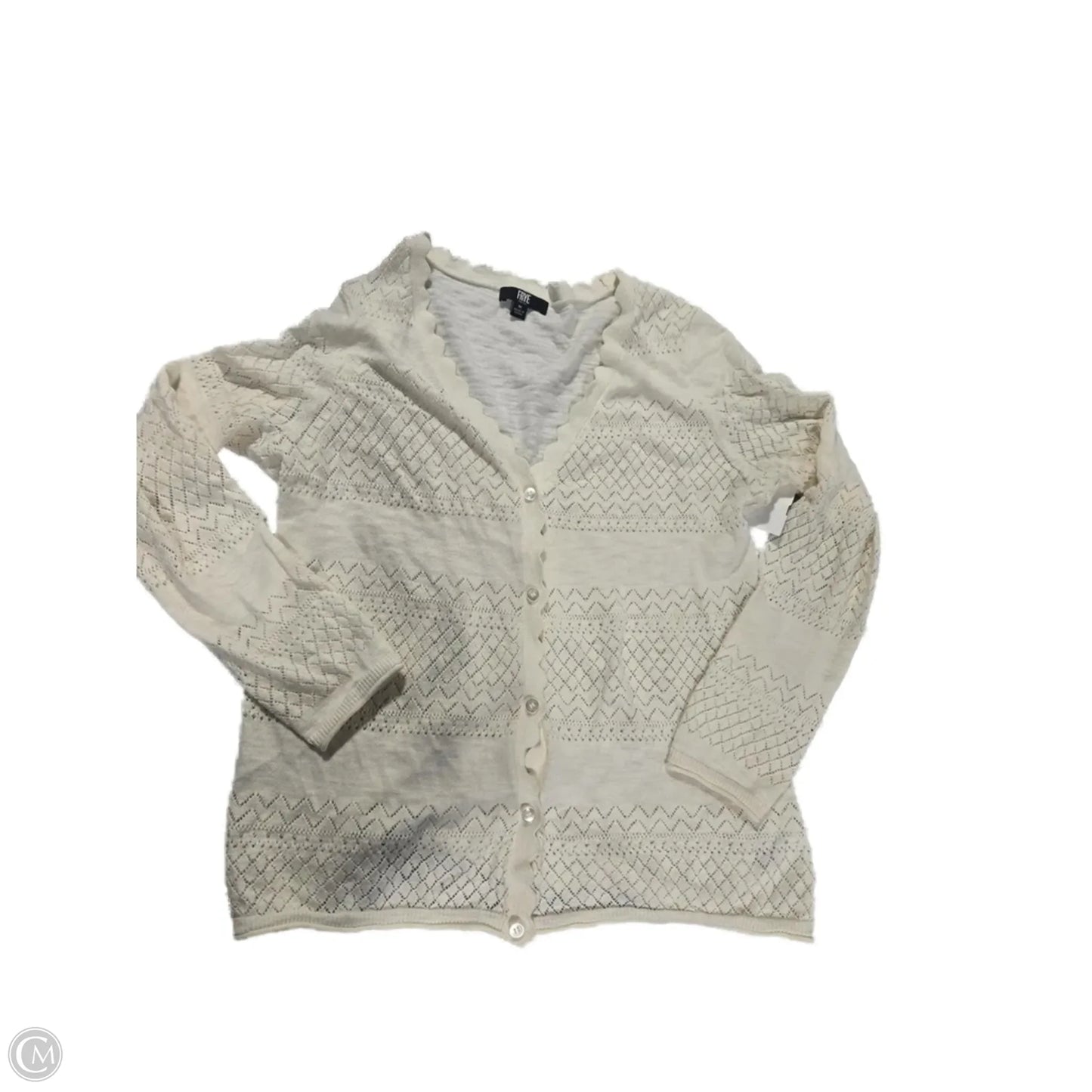Sweater Cardigan Designer By Frye In Cream, Size: M
