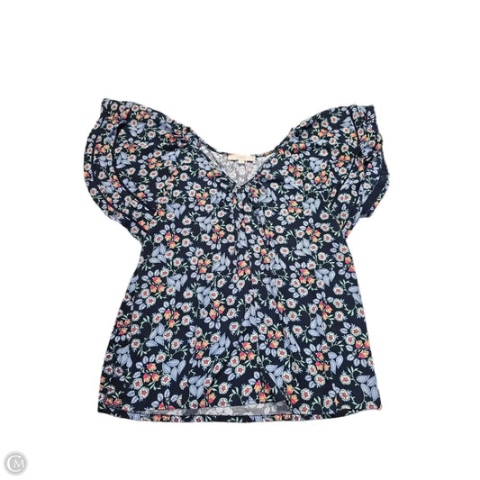 Blouse Short Sleeve By Loft In Blue, Size: L
