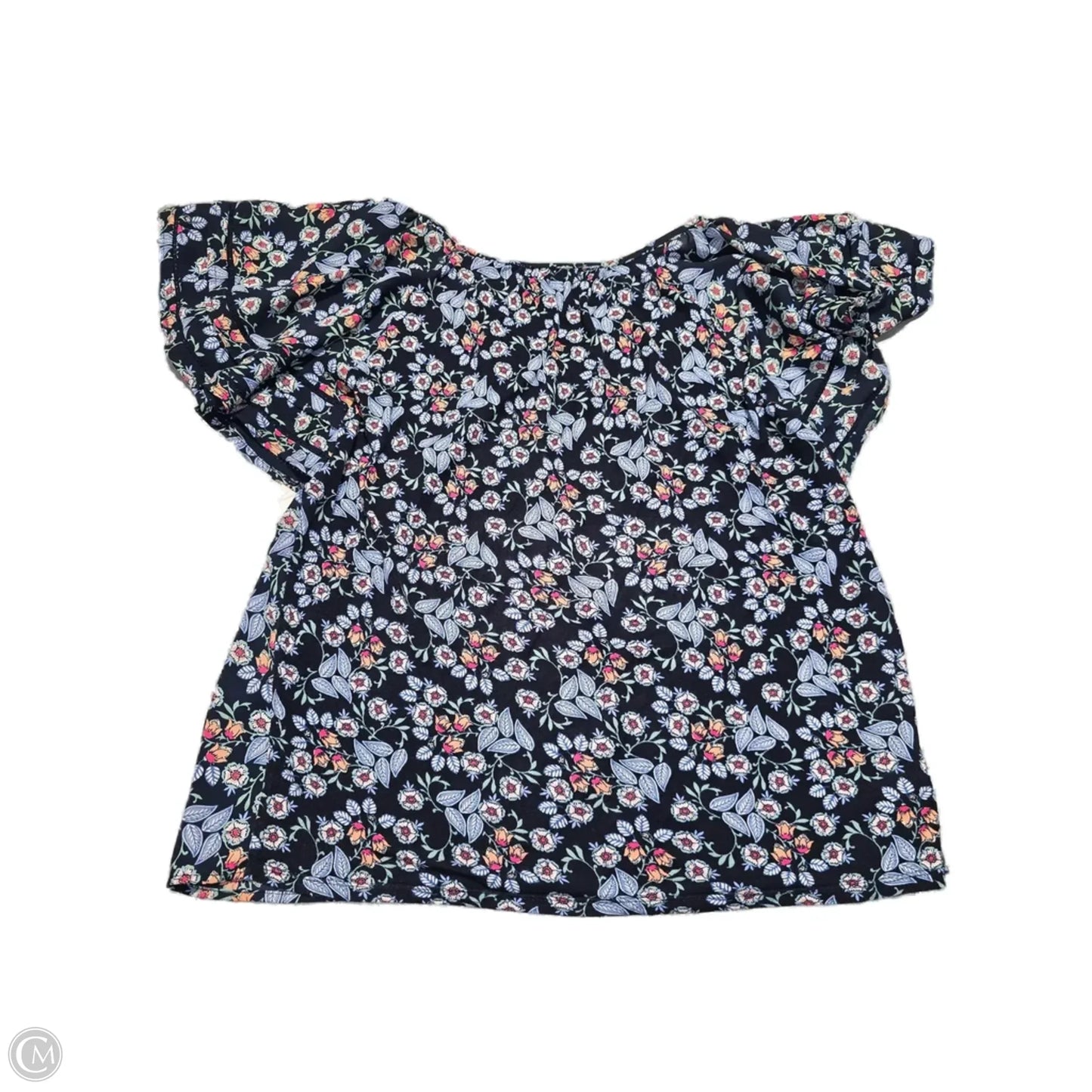 Blouse Short Sleeve By Loft In Blue, Size: L
