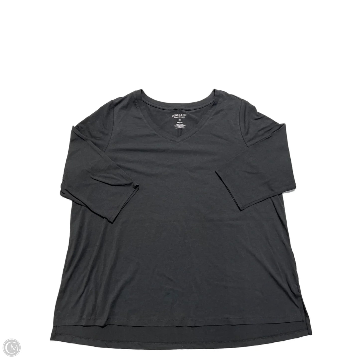 Top 3/4 Sleeve Basic By Jones And Co In Black, Size: 2x