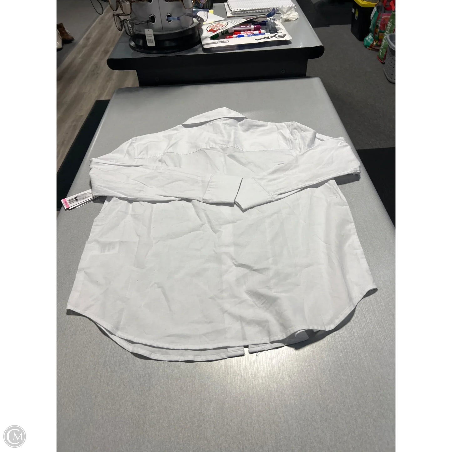 Top Long Sleeve By Calvin Klein In White, Size: S