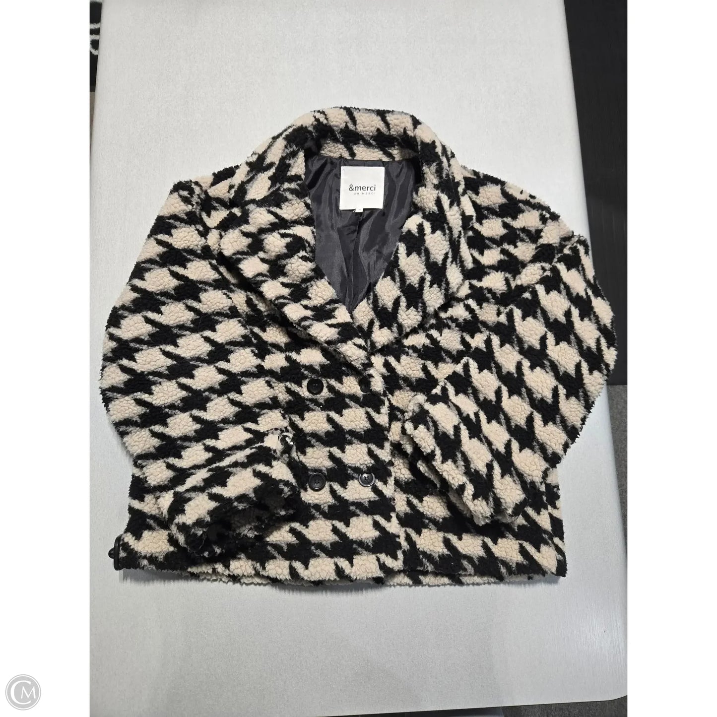 Coat Wool By Cmc In Black & Cream, Size: M