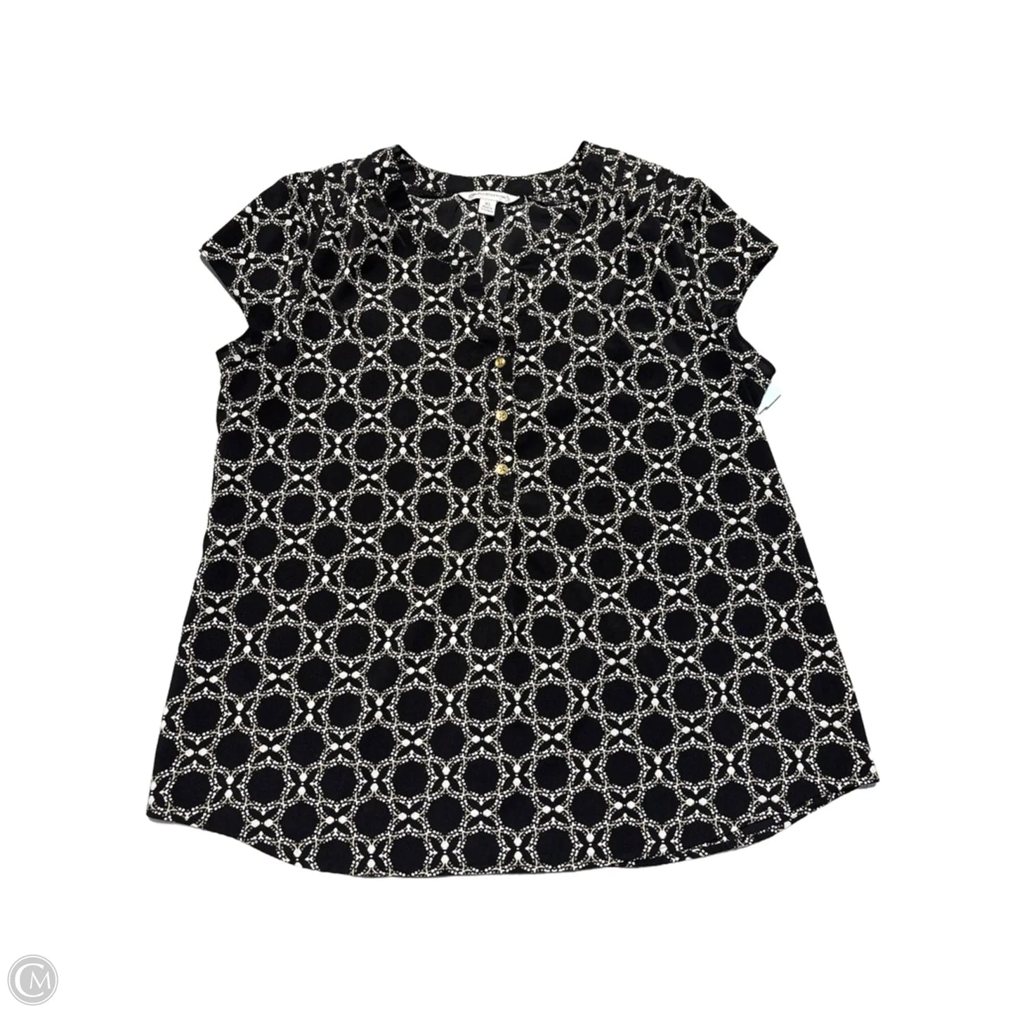 Top Short Sleeve By Croft And Barrow In Black & White, Size: Xl