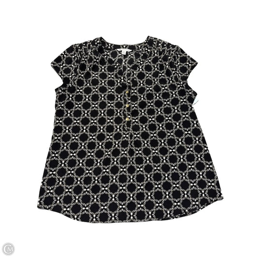 Top Short Sleeve By Croft And Barrow In Black & White, Size: Xl