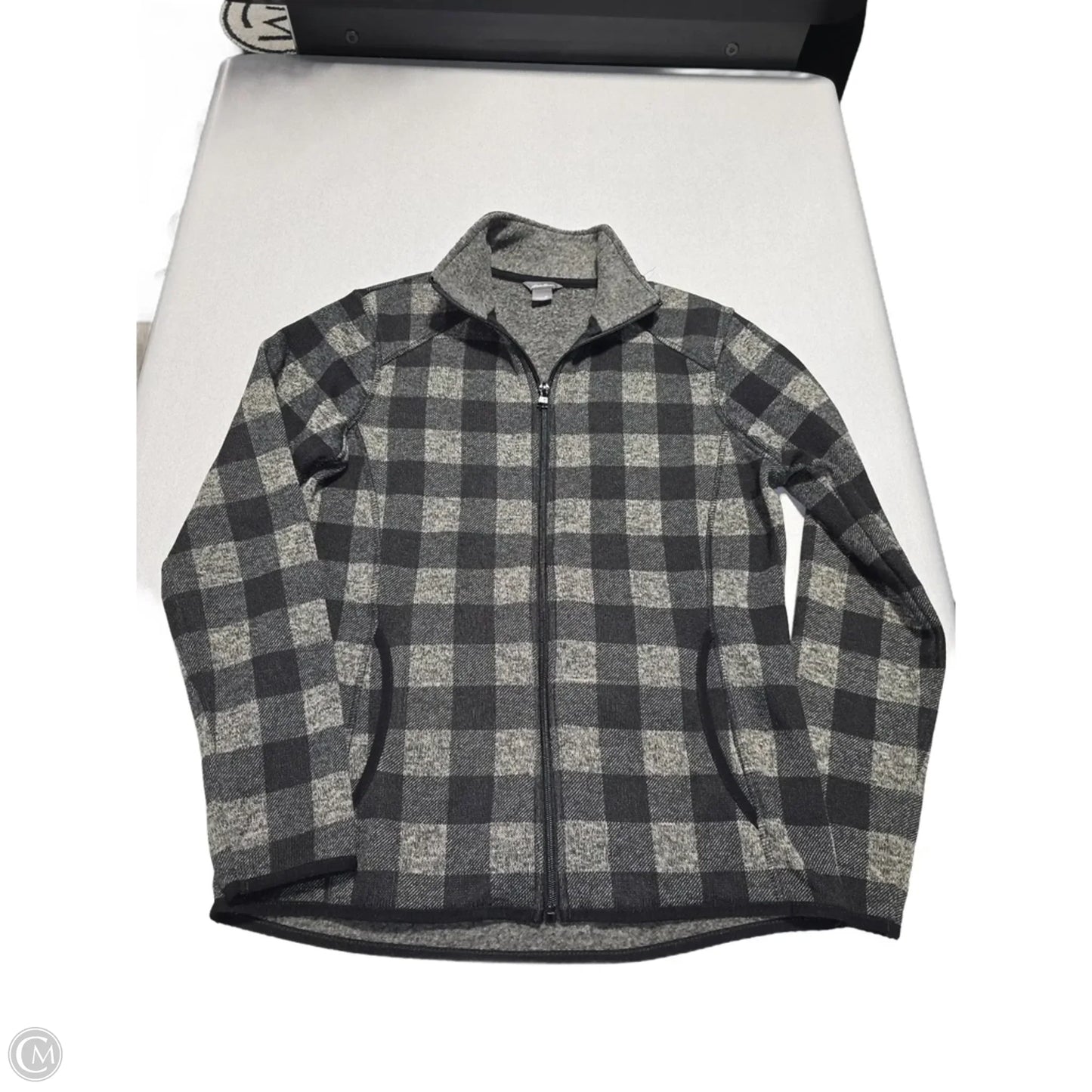 Jacket Fleece By Eddie Bauer In Plaid Pattern, Size: M