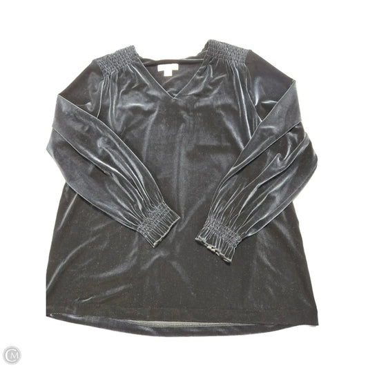 Top Long Sleeve By Cj Banks In Navy, Size: 1x