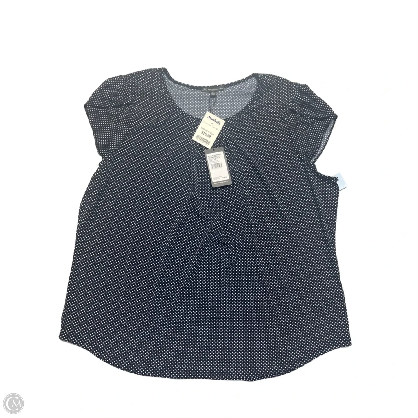 Blouse Short Sleeve By Adrianna Papell In Polkadot Pattern, Size: Xl