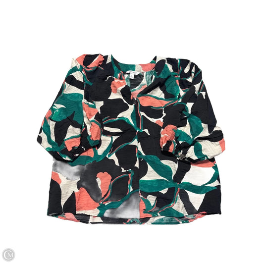 Top Short Sleeve By Nine West In Floral Print, Size: Xl
