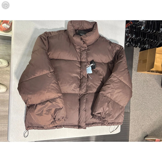 Coat Puffer & Quilted By Karen Kane In Brown, Size: Xl
