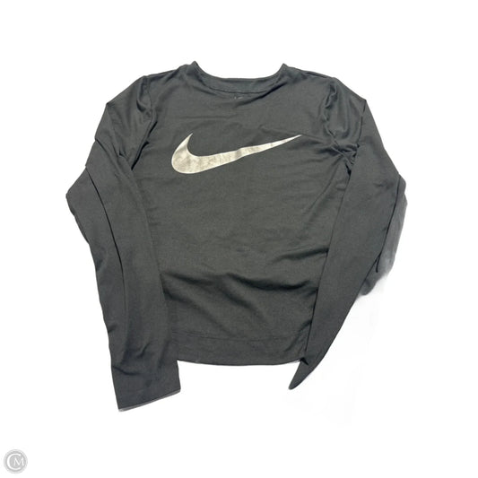 Athletic Top Long Sleeve Collar By Nike In Black, Size: M