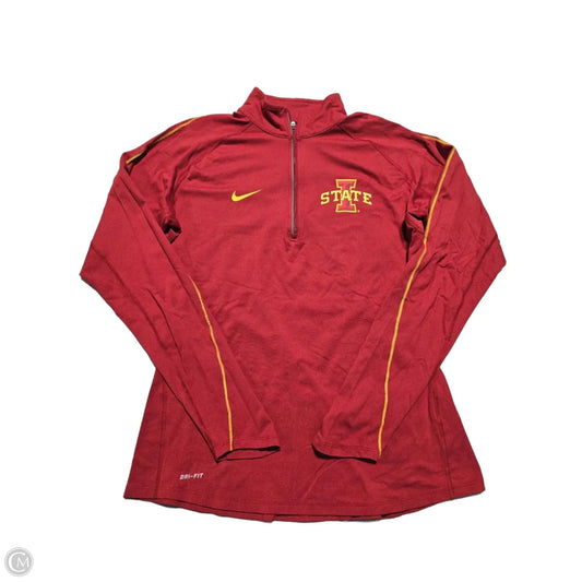 Athletic Top Long Sleeve Collar By Nike In Red, Size: L