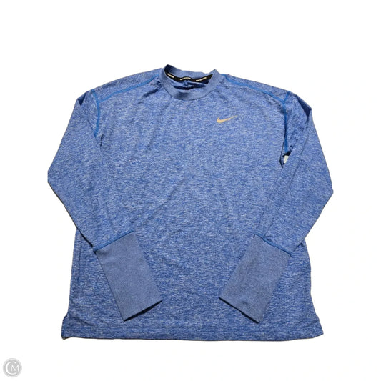 Athletic Top Long Sleeve Collar By Nike In Blue, Size: M