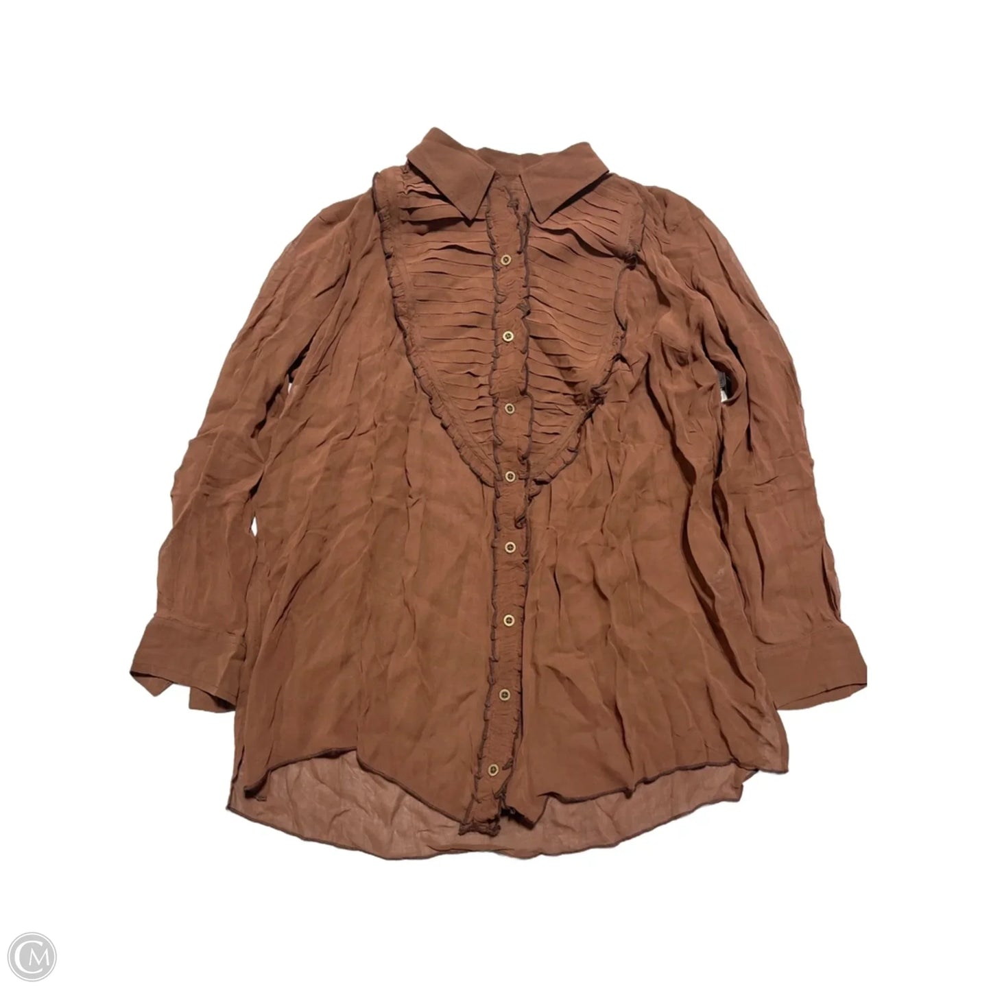 Top Long Sleeve By Pilcro In Brown, Size: Xs