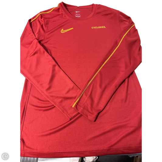 Athletic Top Long Sleeve Collar By Nike In Red, Size: M