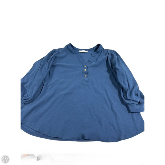 Top 3/4 Sleeve By Lc Lauren Conrad In Blue, Size: 2x
