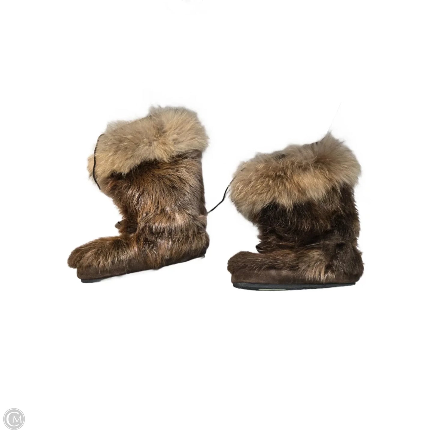 Boots Rabbit fur Flats By Cma In Brown, Size: 9
