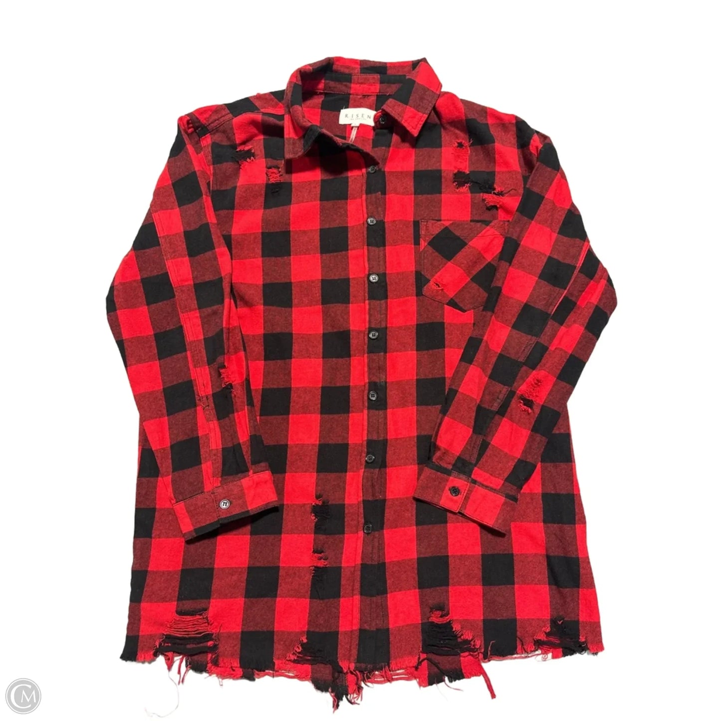 Top Long Sleeve By Risen In Black & Red, Size: S