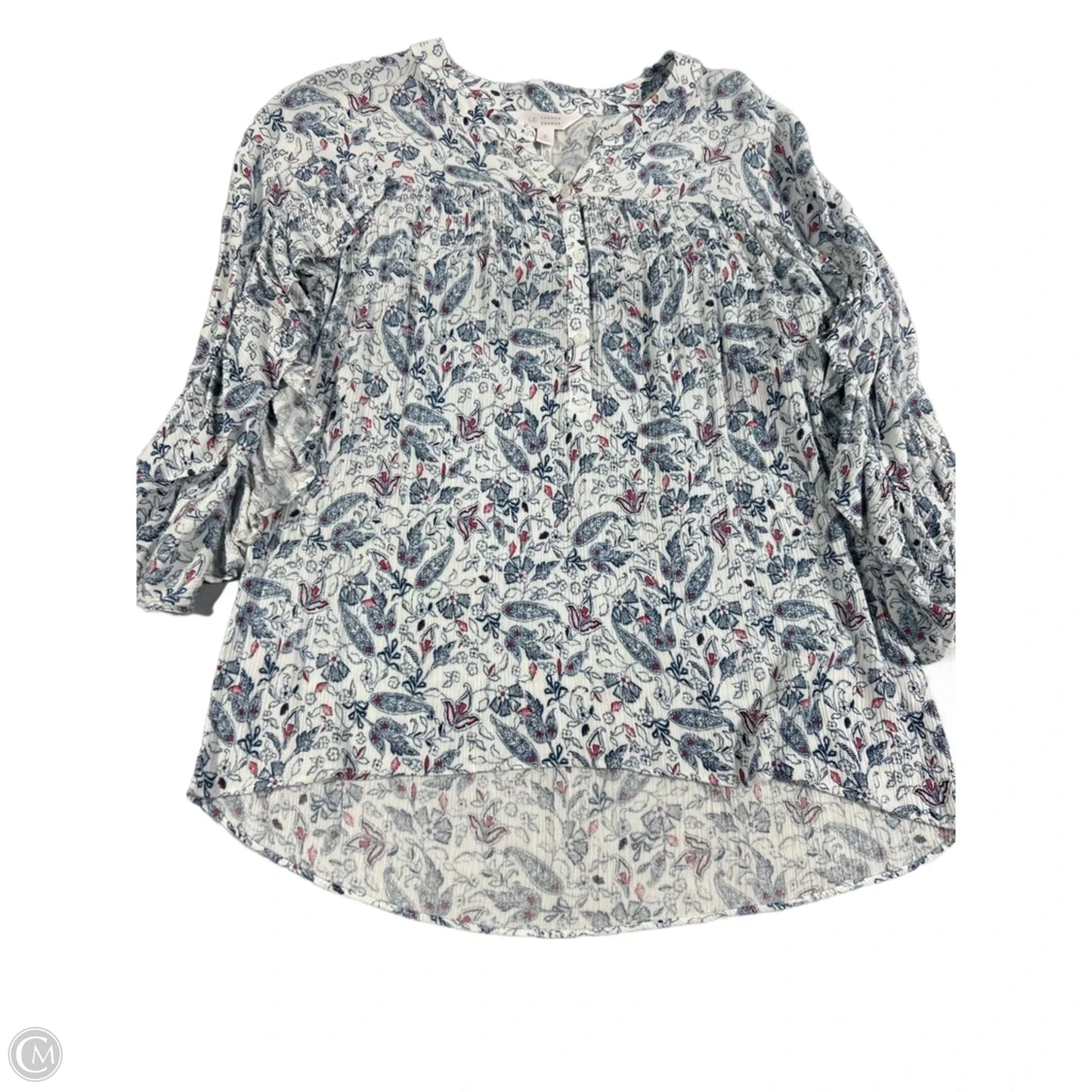Blouse Long Sleeve By Lc Lauren Conrad In Blue, Size: S