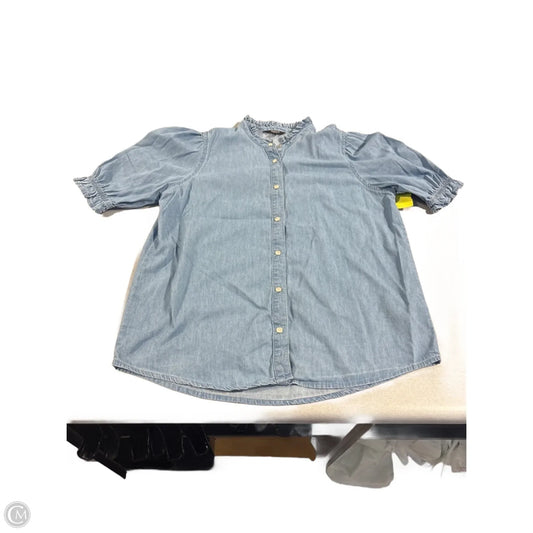 Blouse Short Sleeve By Buffalo David Bitton In Blue Denim, Size: M