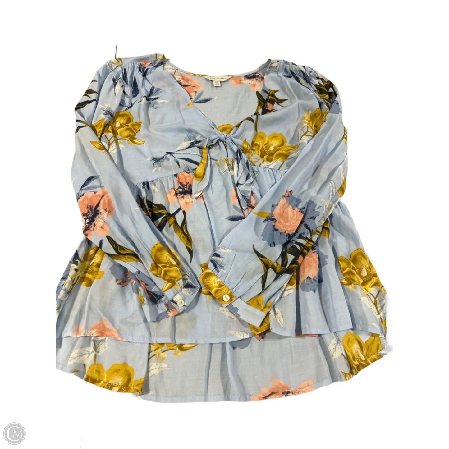Blouse Long Sleeve By Lucky Brand In Blue, Size: S