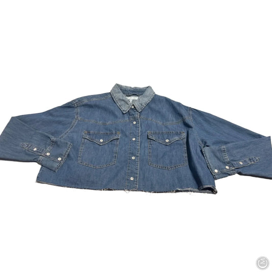 Top Long Sleeve By Jessica Simpson In Blue Denim, Size: M
