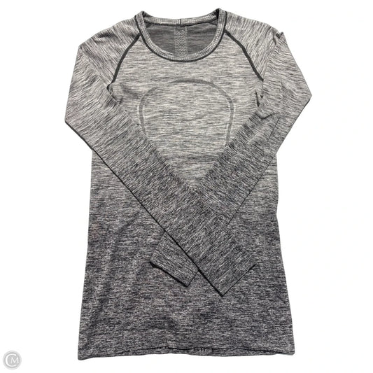 Athletic Top Long Sleeve Collar By Lululemon In Grey, Size: 6
