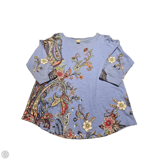 Top 3/4 Sleeve By Chicos In Blue, Size: M