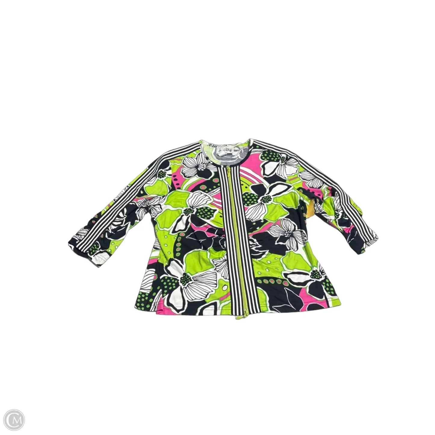 Top 3/4 Sleeve By Joseph Ribkoff In Green & Pink, Size: Xl
