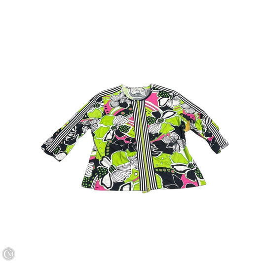 Top 3/4 Sleeve By Joseph Ribkoff In Green & Pink, Size: Xl