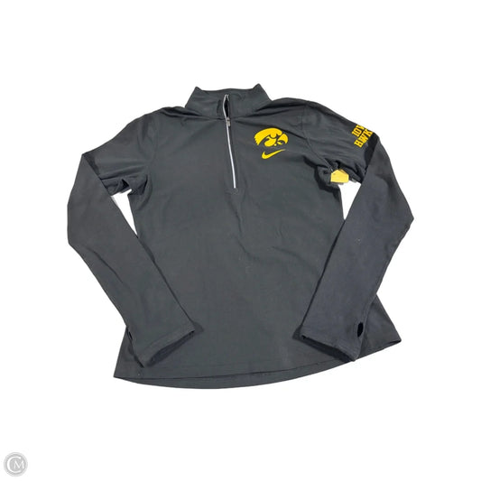 Athletic Top Long Sleeve Collar By Nike In Grey, Size: M