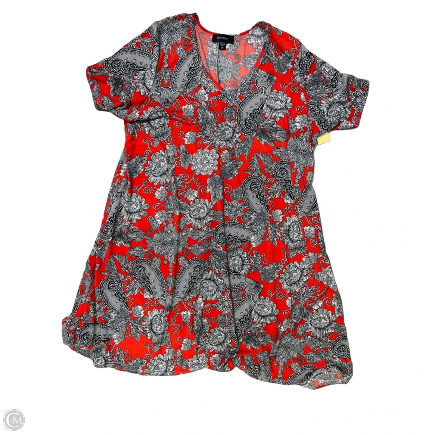 Dress Casual Midi By Karen Kane In Black & Orange, Size: 2x