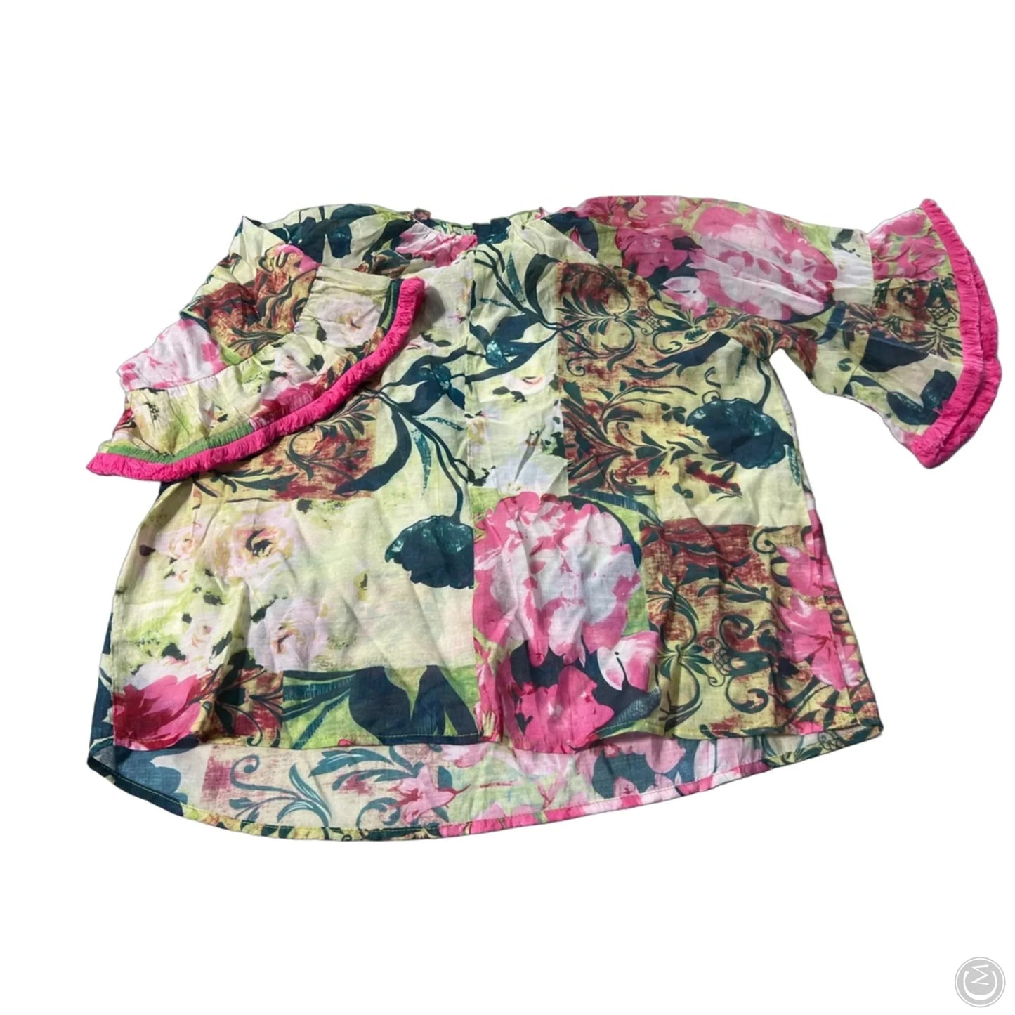 Blouse 3/4 Sleeve By Voy In Green, Size: S