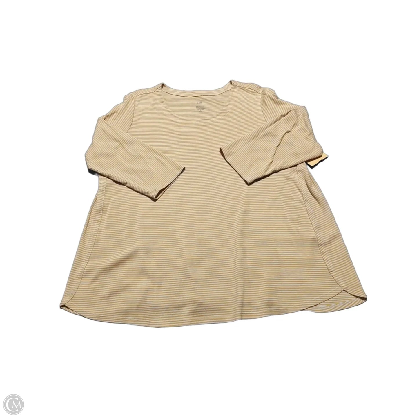 Top 3/4 Sleeve By J. Jill In White & Yellow, Size: Xlp