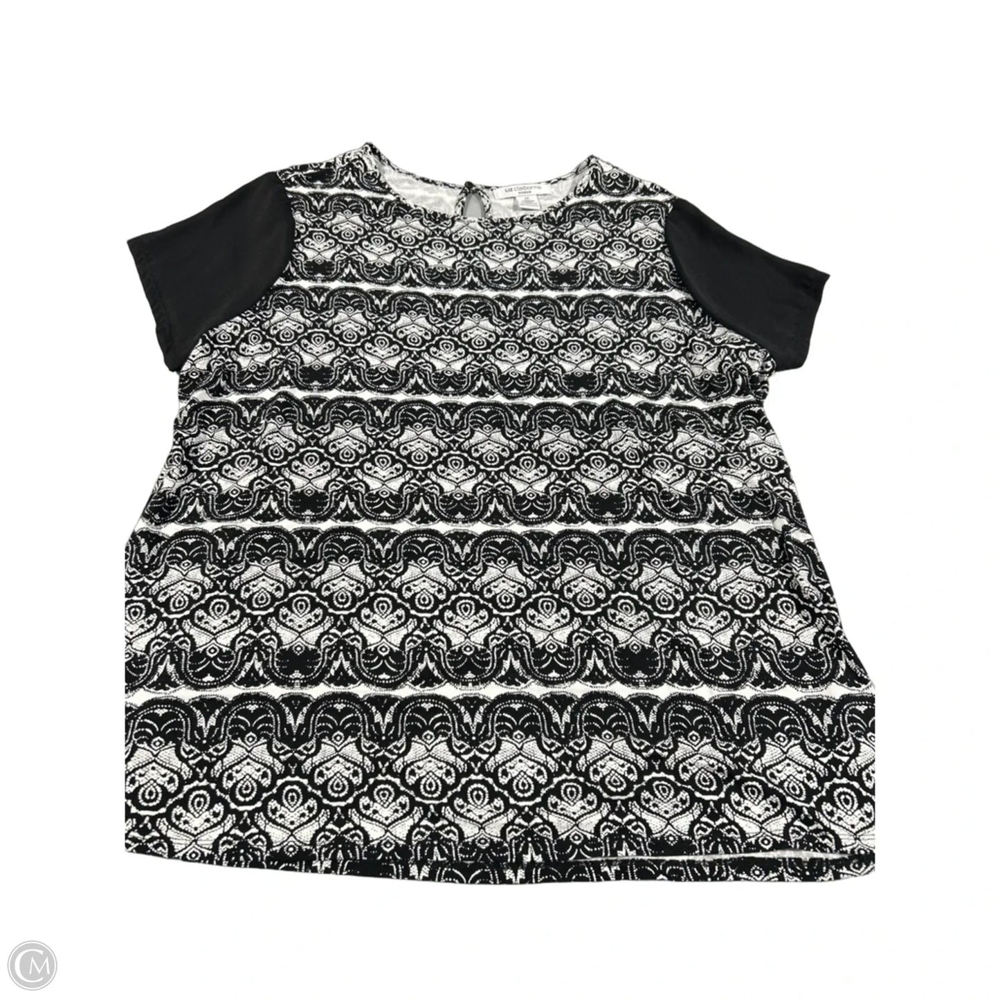 Top Short Sleeve By Liz And Co In Black & White, Size: 2x