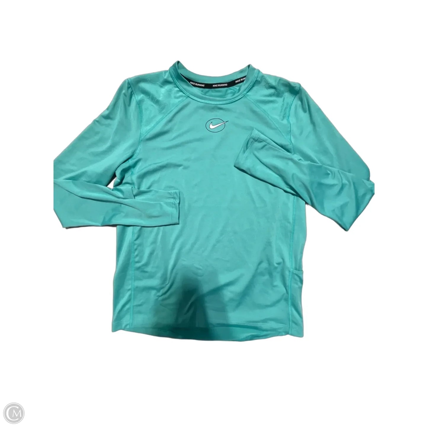Athletic Top Long Sleeve Collar By Nike In Teal, Size: S