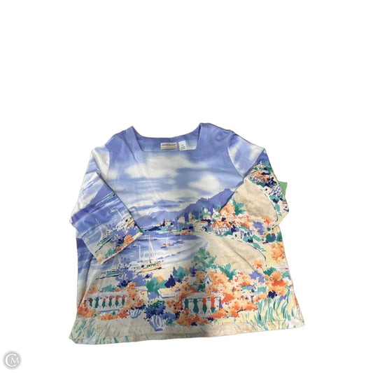 Top 3/4 Sleeve By Alfred Dunner In Blue & White, Size: 2x
